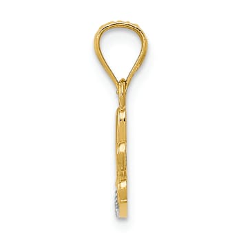 14K Yellow Gold with Rhodium Over 14K White Gold Accent Diamond-cut LOVE Pendant
