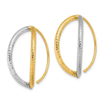 14k Yellow Gold and Rhodium Over 14k Yellow Gold Diamond-Cut Dangle Earrings