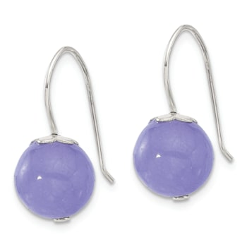 Sterling Silver Polished 10mm Periwinkle Jadeite Dangle Earrings