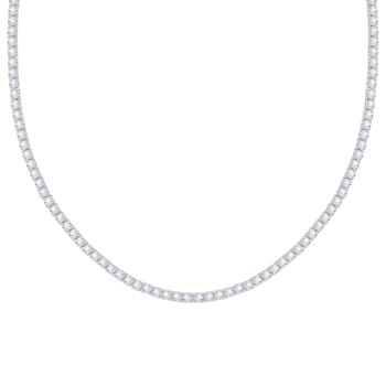 White Cubic Zirconia Platinum Over Sterling Silver Tennis Necklace 14.50ctw