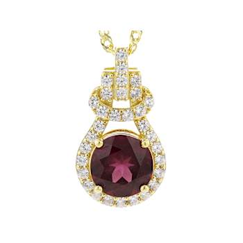 Grape Color Garnet And White Zircon Pendant Necklace In 18K Gold Over
Sterling Silver 2.44ctw