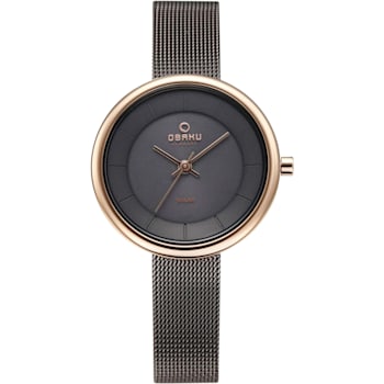 Obaku Women's Lys Black Dial Black Stainless Steel Mesh Band Watch