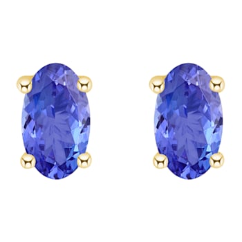 5x3mm Oval Tanzanite 14k Yellow Gold Stud Earrings