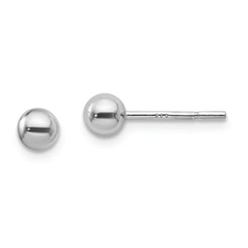 Rhodium Over Sterling Silver 4mm Polished Ball Stud Earrings