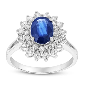 1.80ctw Diamond and Sapphire Ring in 14k White Gold