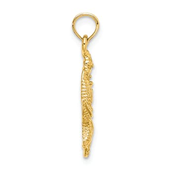 10K Yellow Gold Textured Starfish and Seahorse Charm
