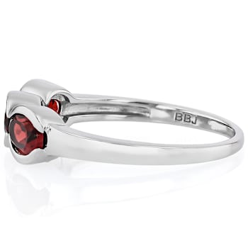 Red Garnet Three-Stone Ring In Platinum Over Sterling Silver 1.53ctw