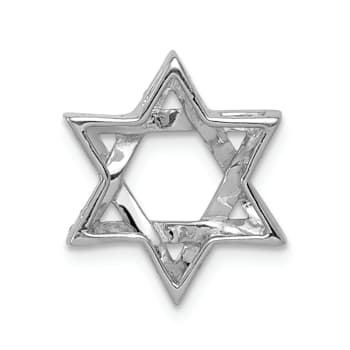 Rhodium Over 14k White Gold Diamond Star of David Chain Slide