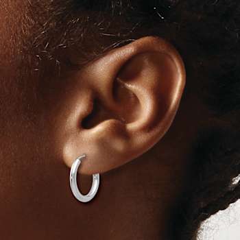 Rhodium Over 14k White Gold 5/8" Polished Endless Hoop Earrings