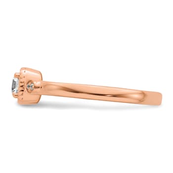 14K Rose Gold Petite Rope Edge Round Diamond Ring 0.24ctw
