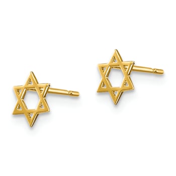 14k Yellow Gold Children's 6mm Star of David Stud Earrings