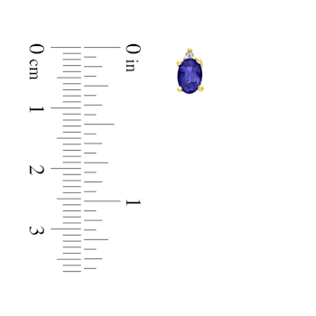 0.82ctw Oval Tanzanite and Diamond Earring set in 14k Yellow Gold