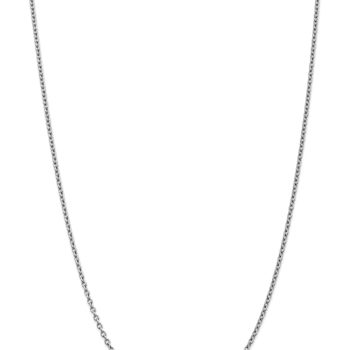 Rhodium Over 14k White Gold 2.4mm Solid Round Open Link Cable 16 Inch Chain