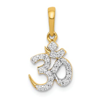 14K Two-tone Gold  Diamond Om Pendant