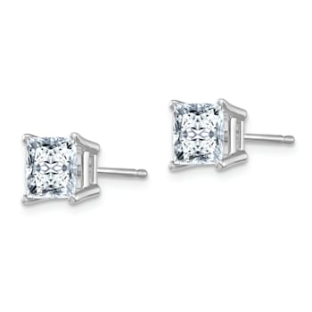 Rhodium Over 14K White Gold 2.50ct. 6.0mm Princess D E F Pure Light
Moissanite Earrings
