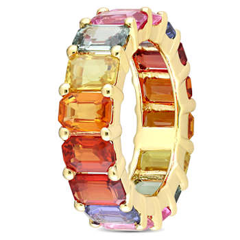 Multi Color Sapphire 14K Yellow Gold Ring 10.50ctw