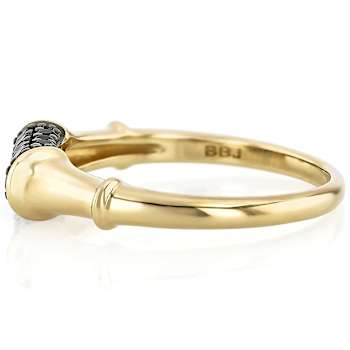 Black Spinel Bamboo Ring In 18K Gold Over Sterling Silver