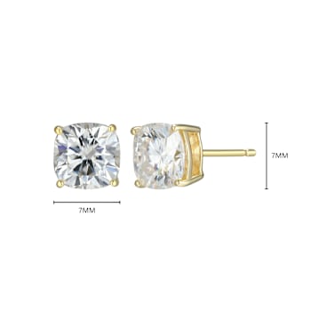 Square Cushion Cut Moissanite 14k Yellow Gold Over Silver Stud Earrings
3.40ctw DEW
