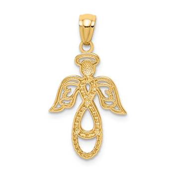 14k Two-tone Gold Infinity Angel Pendant
