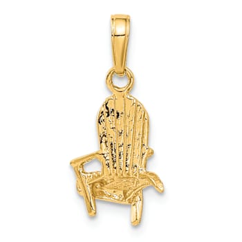 14k Yellow Gold 3D Textured Adirondack Beach Chair Pendant