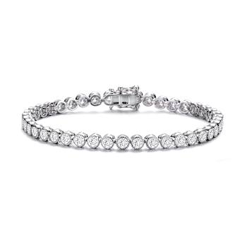 Milgrain CZ Tennis Bracelet In Sterling Silver