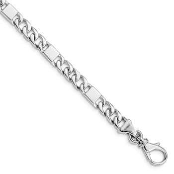 Rhodium Over 14k White Gold 5.6mm Hand-polished Fancy Link Bracelet