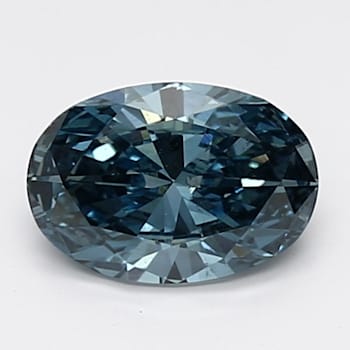 0.90ct Vivid Blue Oval Lab-Grown Diamond SI1 Clarity IGI Certified