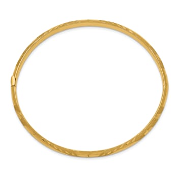 14K Yellow Gold 3/16 Laser Cut Hinged Bangle Bracelet