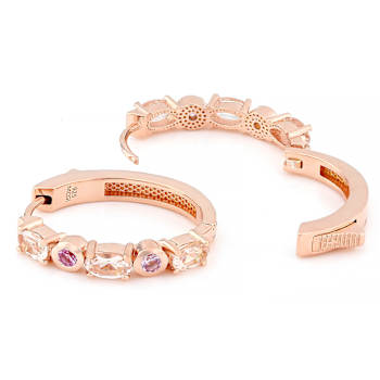 Morganite And Lab Pink Sapphire Earrings In 18K Rose Gold Over Sterling
Silver 1.29ctw