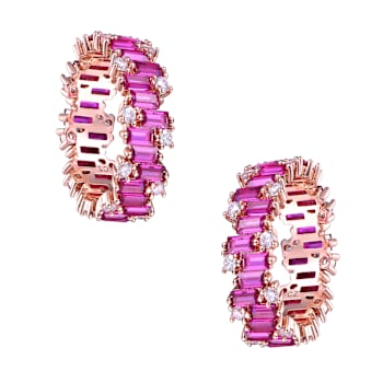 Ruby Color CZ Zig-Zag Band Ring In 18K Rose Gold Over Brass
