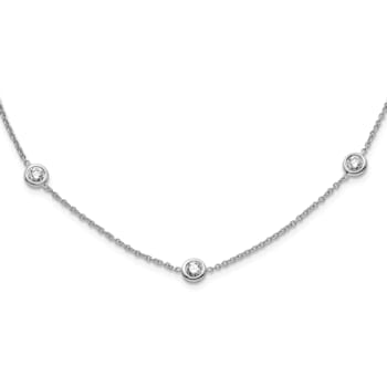 Rhodium Over 18K White Gold Diamond Stations 18 Inch Necklace