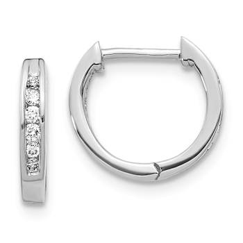 Diamond Hinged Hoop Earrings In 10K White Gold 0.12ctw