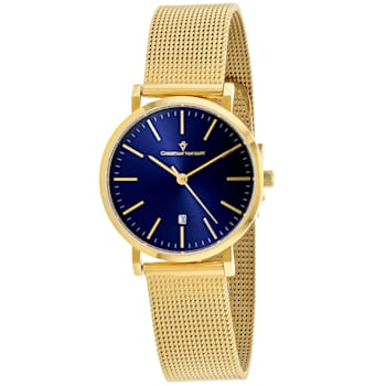 Christian Van Sant Women's Paradigm Blue Dial, Yellow Stainless Steel Watch