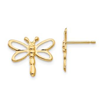 14k Yellow Gold Children's 12mm Dragonfly Stud Earrings