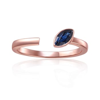 Blue Sapphire 14K Rose Gold Over Sterling Silver Marquise Solitaire Open
Design Ring, 0.25ct