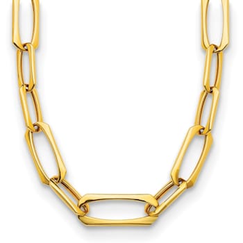 18K Yellow Gold Fancy Oval Link 18-inch Necklace