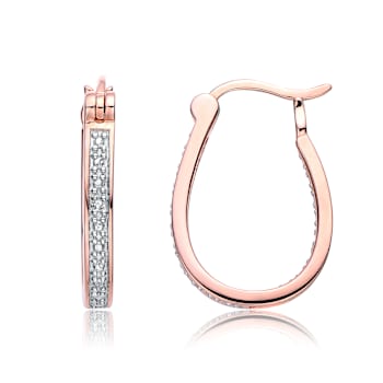 CZ U-Hoop Earrings In 18K Rose Gold Over Sterling Silver