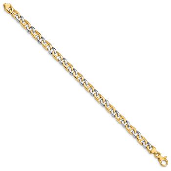 14k Yellow Gold and 14k White Gold 5.6mm Hand-polished Fancy Link Bracelet