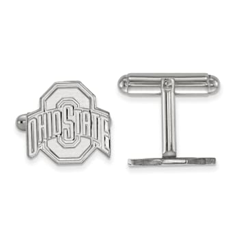 Rhodium Over Sterling Silver LogoArt Ohio State University Cuff Links