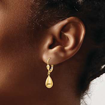 14k Yellow Gold Polished Fancy Dangle Earrings