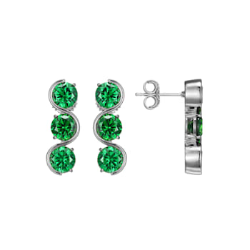 Green Cubic Zirconia Platinum Over Silver May Birthstone Earrings 7.49ctw