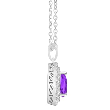 8x5mm Pear Shape Amethyst And White Topaz Rhodium Over Sterling Silver
Double Halo Pendant w/Chain