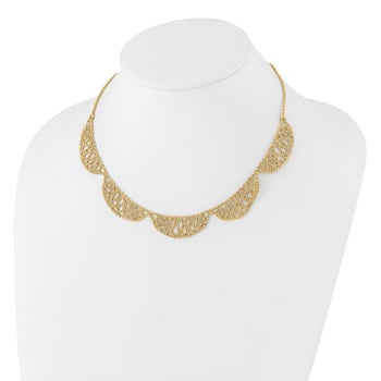 14K Yellow Gold Polished and Diamond-cut Fancy 17-inch Necklace