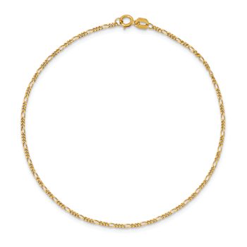 10k Yellow Gold 1.25mm Flat Figaro Pendant Link Bracelet