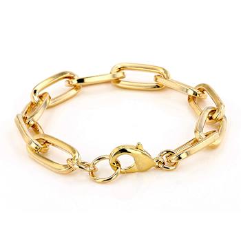 Paperclip Link Bracelet In 18K Gold Over Bronze