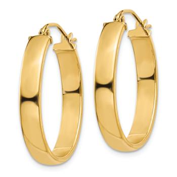 14k Yellow Gold 1" Oval Hoop Earrings