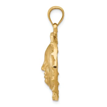 14k Yellow Gold Satin and Textured Sun Pendant