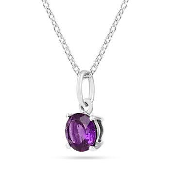 Amethyst Rhodium Over Sterling Silver Solitaire Pendant With Chain