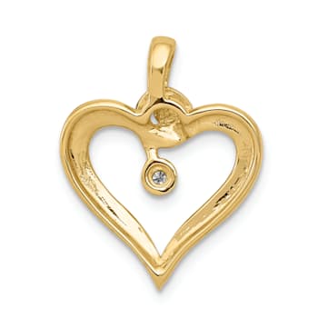14k Yellow Gold Diamond Heart Pendant