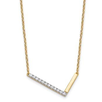 14k Yellow Gold and Rhodium Over 14k Yellow Gold Sideways Diamond
Initial L Pendant 18 Inch Necklace